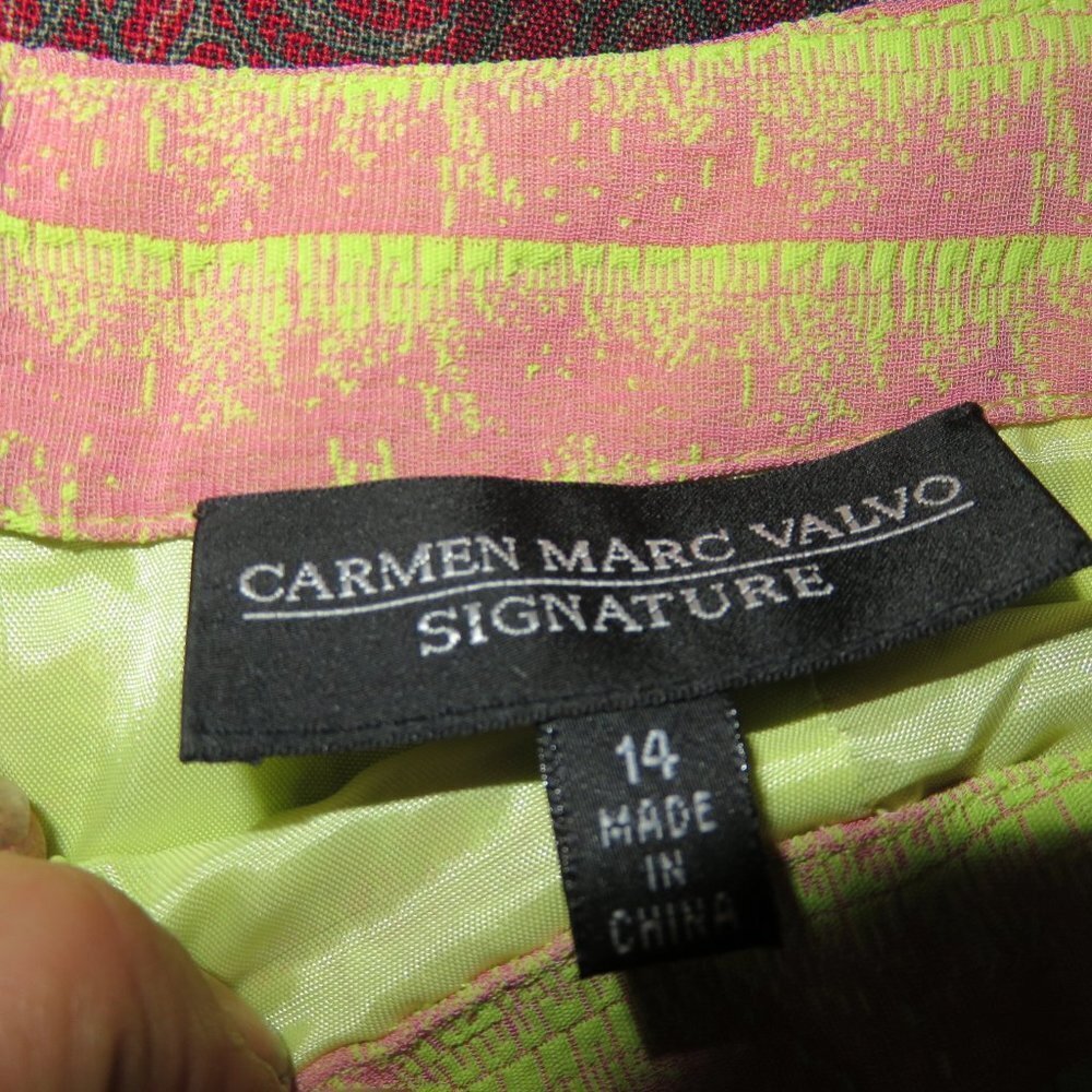 Carmen Marc Valvo SET! Neon Green Pink Beaded Embellished Skirt & sleeveless top - Picture 8 of 13